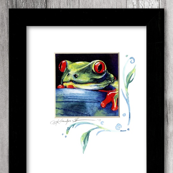 Hand Embellished tree frog print from Original painting FRAME Ready - Picture 6 of 7